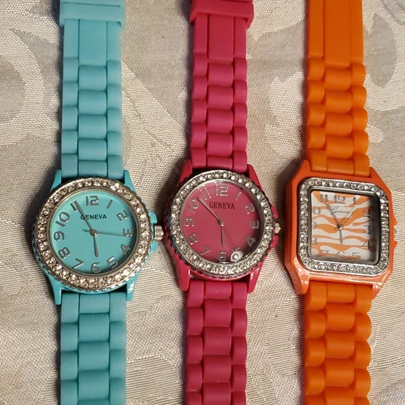 Geneva silicone watch hot sale